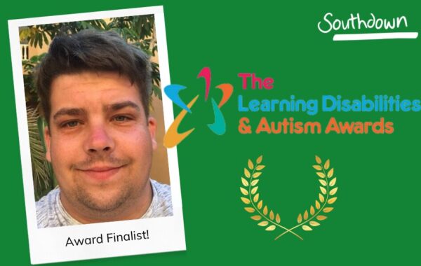 A green graphic with an image of an Award Finalist to the right. The text reads: The Learning Disability Awards.